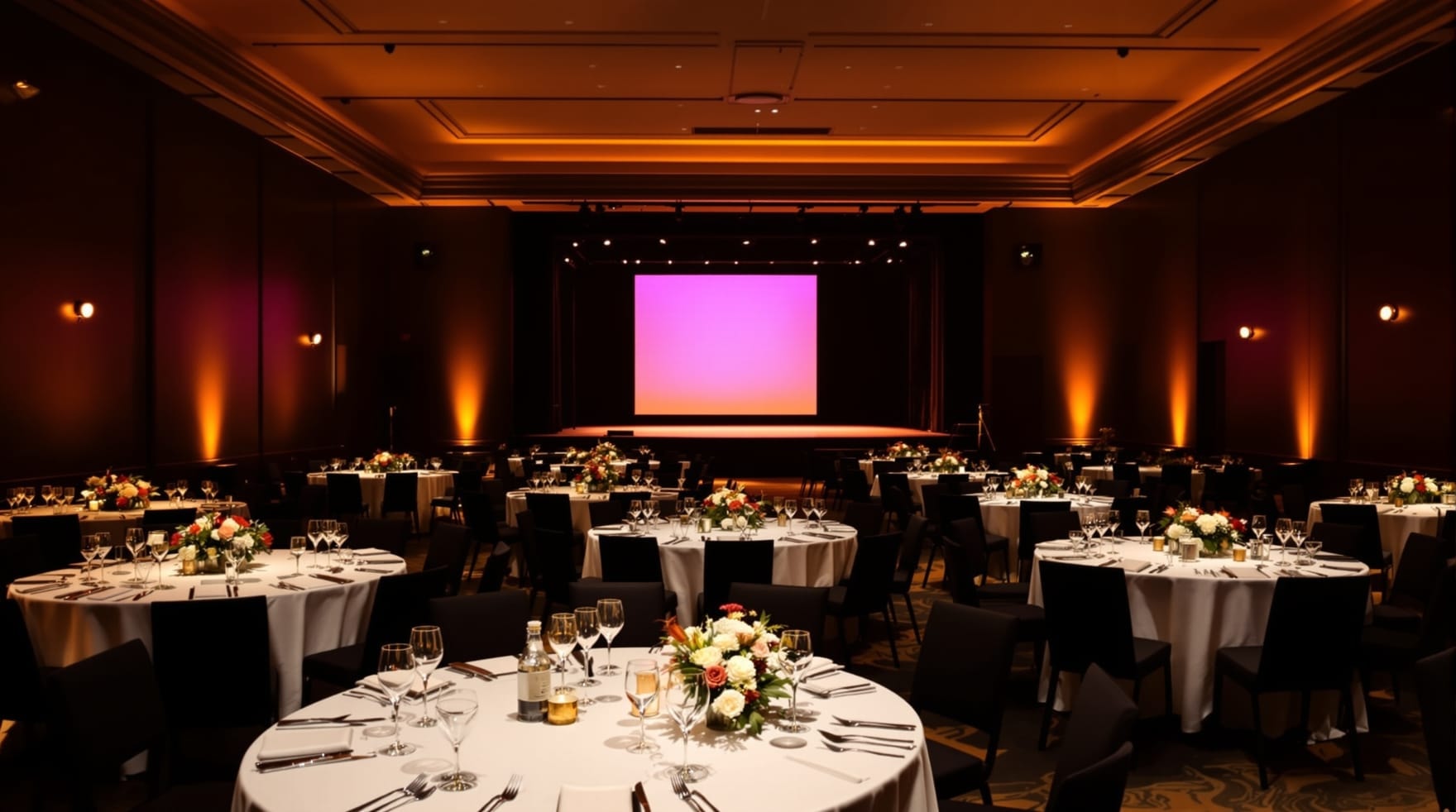 An awards dinner venue set before guests arrive