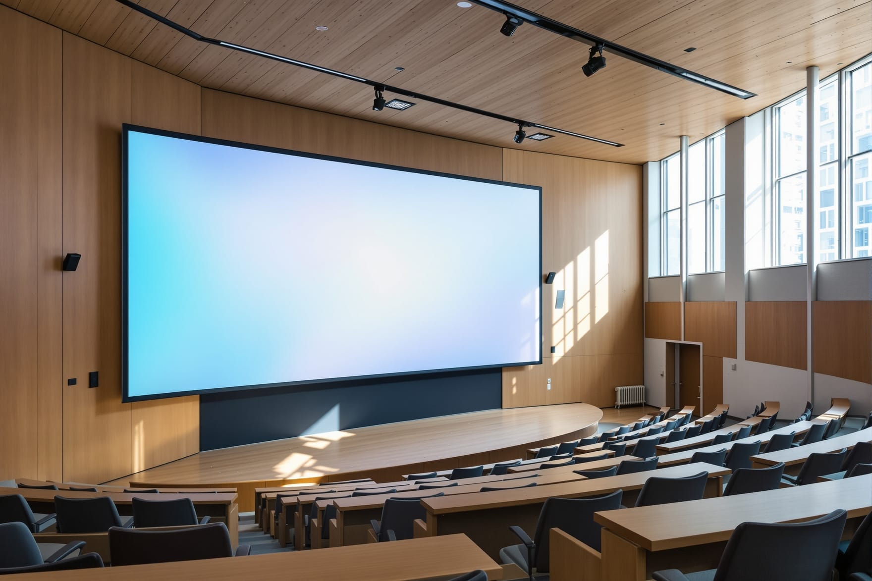 A university lecture room, the typical venue for the Chamber's innovation briefing series