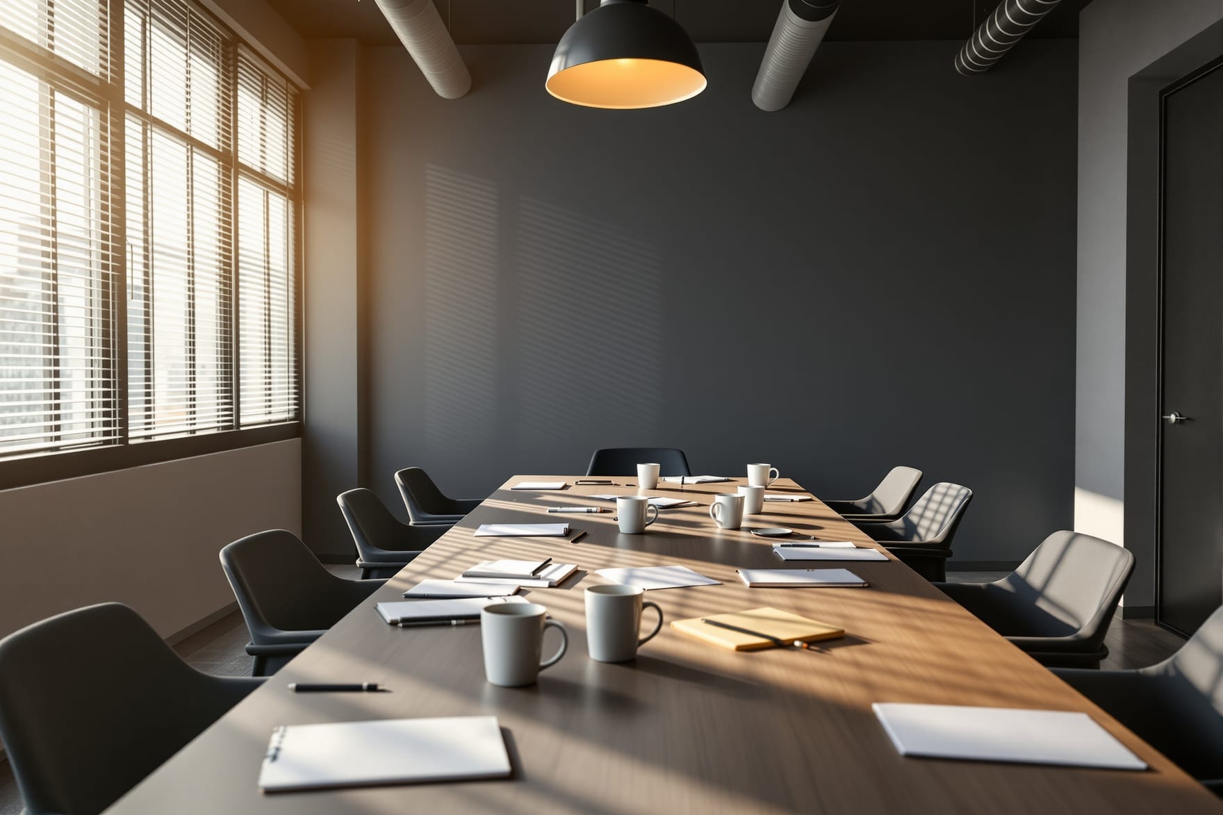A meeting room after a working session, representing the Chamber's member committees